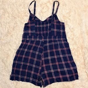 Torrid Navy Pink Plaid Sleeveless Romper Size 2 NWT